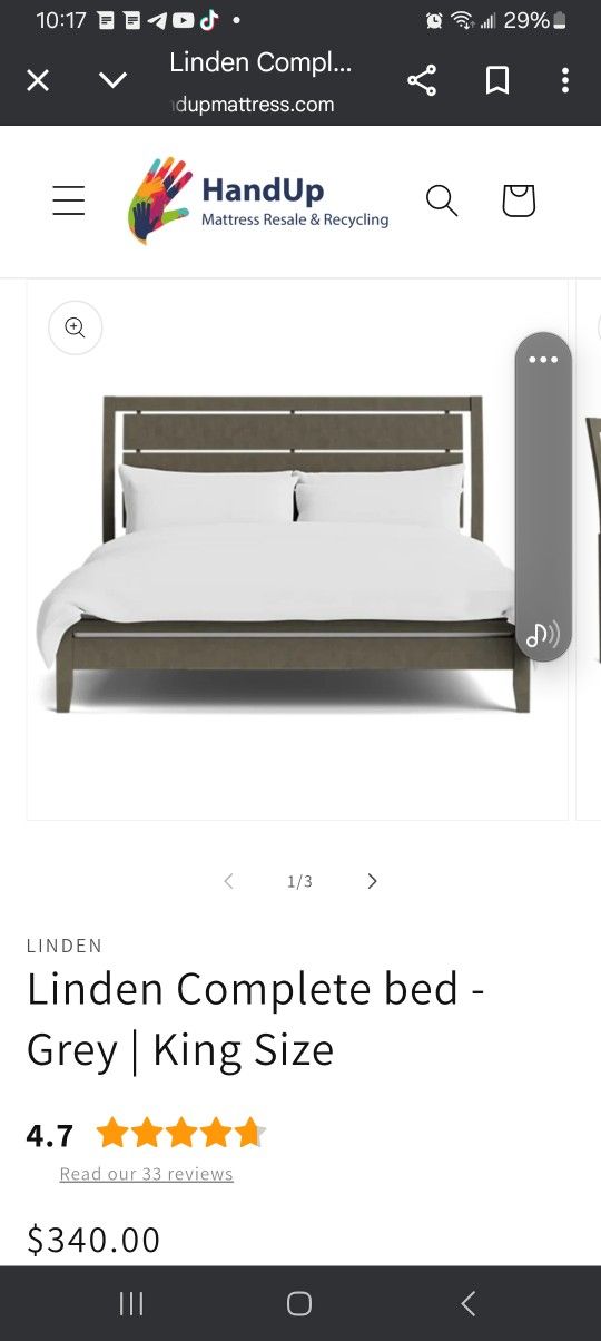 LINDEN KING SIZE COMPLETE BED FRAME.