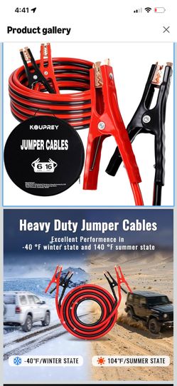 6 Gauge Jumper Cables 16 FT, Booster Cable for Car, SUV and Trucks Battery, Heavy Duty Automotive Booster Cables for Jump Starting Dead or Weak Batter
