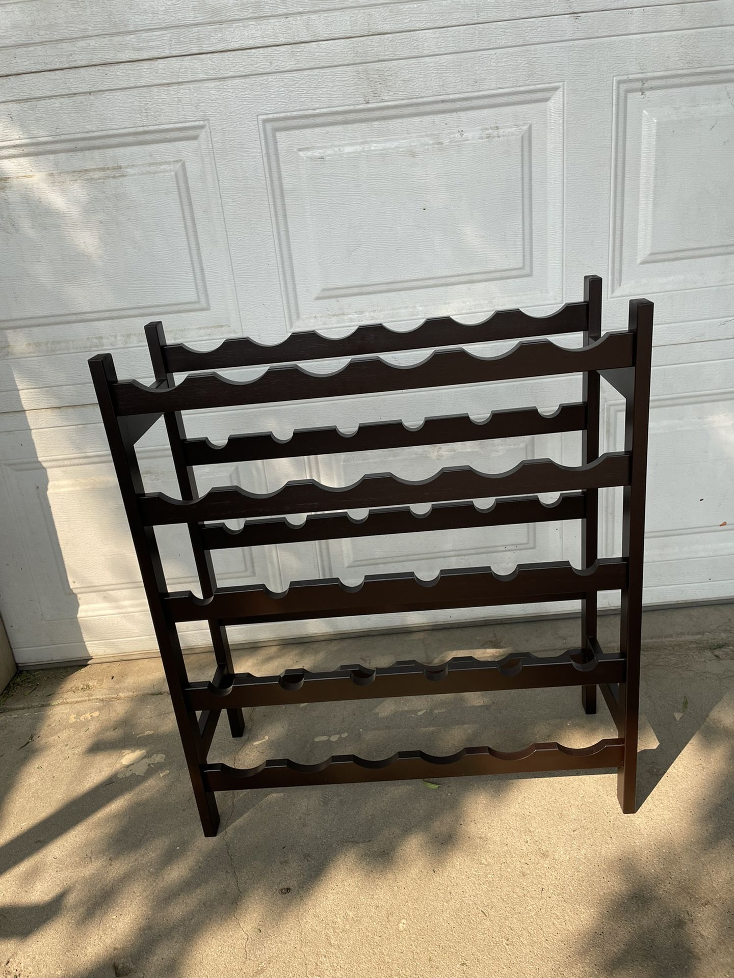 5 Tier Storage Rack, 30 Bottle Capacity, Freestanding Display Shelves, No Swaying, Espresso