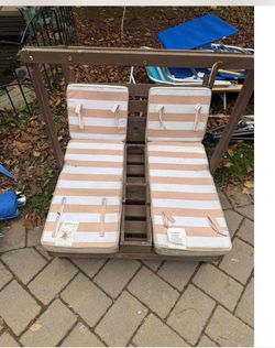 Wooden Double Porch Swing with Cushions