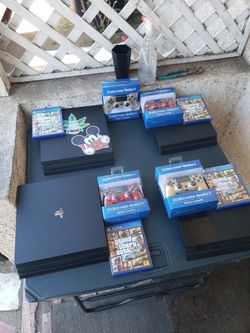 1 Control No Games. $120! 2016 PS4 500GB. $150 2018 PS4 Slim 1TB. $200! 2020 PS4 Pro 1TB. $250! 2021 PS4 Pro Slim 72 Edition. $20! Per game or 6 for $