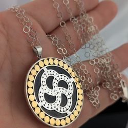 925 Sterling Silver Pendant Necklace Dimensions Pendant is 1.75 inches and the chain is 38" 