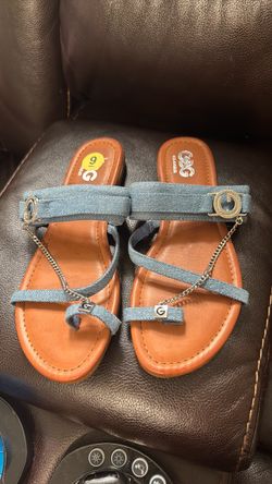 G by Guess Denim Sandals Size 9