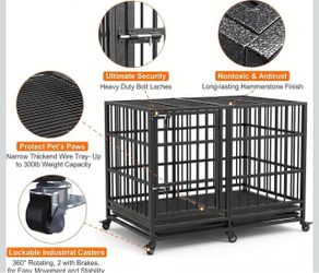 Heavy Duty Metal Dog Crate with Wheels