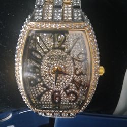 Brand new iced out silver an gold mens Invicta Watch