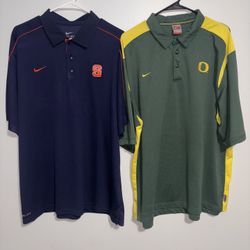 2pc Vintage Nike Team Football Oregon Ducks Syracuse Orange Polo Shirt Mens XL