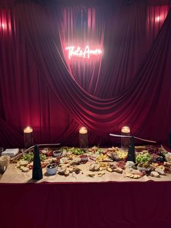 7 burgundy backdrop curtains