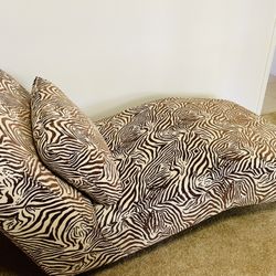 Zebra Print Chaise Lounge With Pillow