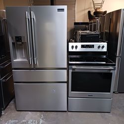 Refrigerator Frigidaire professional counter depht- stove Electric and microwave in stainless steel Combo Delevery