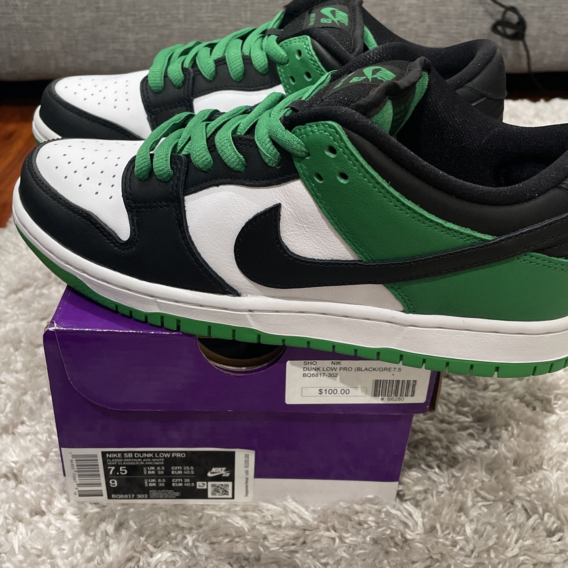 スケートボード Nike SB Dunk Low Black and Classic Green 24859029_55015873_600.jpg