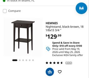 HEMNES / IKEA / nightstand, black-brown - 18 1/8 x 13 3/4” - great to furnish an AIR BNB