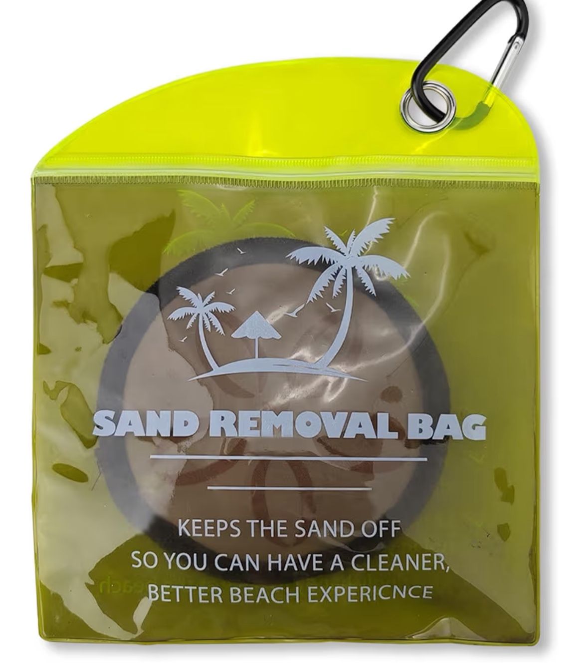 Khaki Sand Remover for Beach Essentials, Portable Beach Sand Remover Pouch & Mitt, Summer Vacation for Adult Young Accessories Sensitive Skin Family T