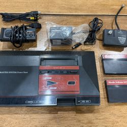 Sega Master System Console, Controller, Cords, & 2 Games Tested Works