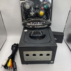  Nintendo GameCube Console DOL-001 Black W BLACK Controller +Wires