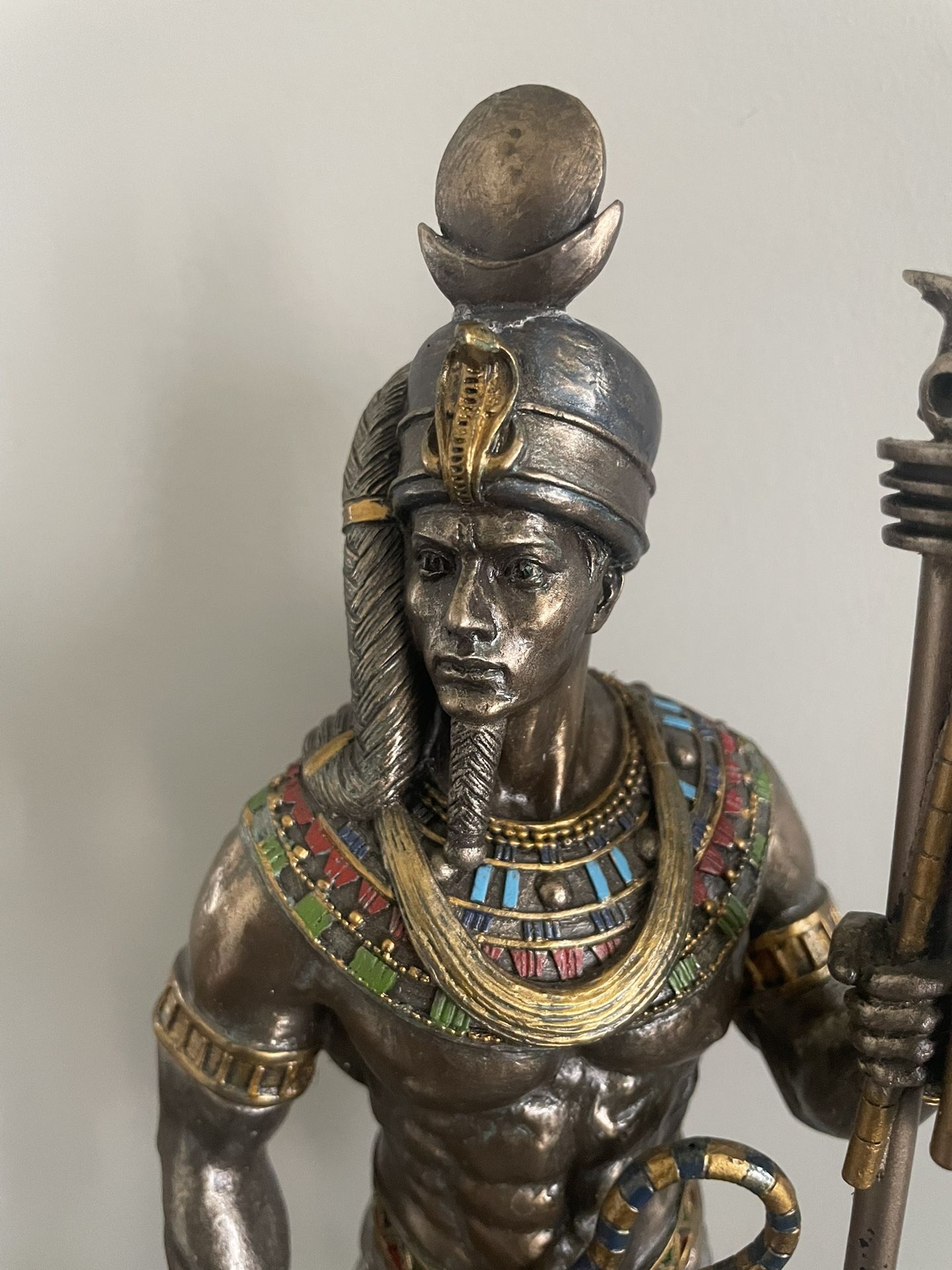 VERONESE DESIGN 10 3/4 Inch Khonsu Ancient Egyptian God of The Moon Cold Cast Resin Bronze Finished Statue