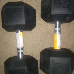 2-50lb Rubber hex Dumbbells New Pick up Only near Spring 150$firm