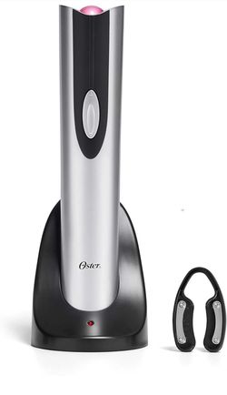 Oster Cordless Electric Wine Bottle Opener with Foil Cutter, Silver