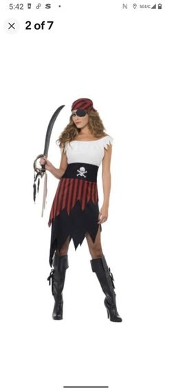 Pirate Wench Costume women's  size large

2 piece dress and headpiece


Top, Skirt, Belt and Headscarf Note: Does not include Sword Color: Black

New
