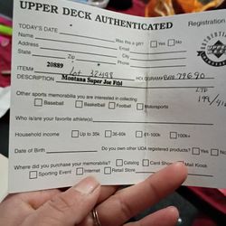 Joe Montana Authentic Foot Ball Signed 