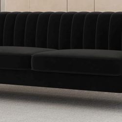 83'' Velvet Couches for Living Room 3-Seater Comfy Sofas Upholstered Modern Couch for Small Spaces Apartment (Black)
