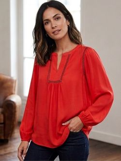 Gap Chic Top Blouse Size XS Crochet Lace Crinkle Crepe Boho Elegance relaxed