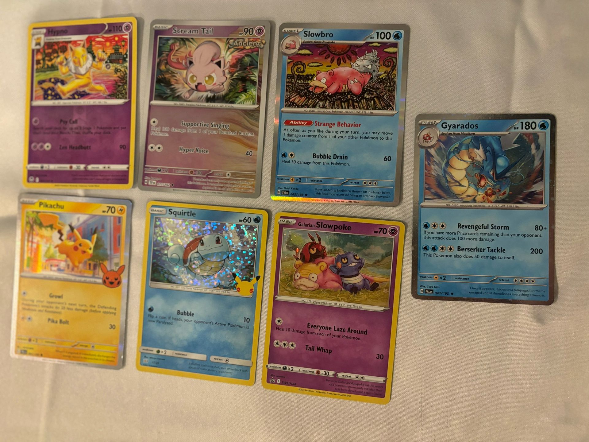 Pokémons Card Bundle - Rare Holos & Promos (Squirtle, Pikachu, Slowpoke)