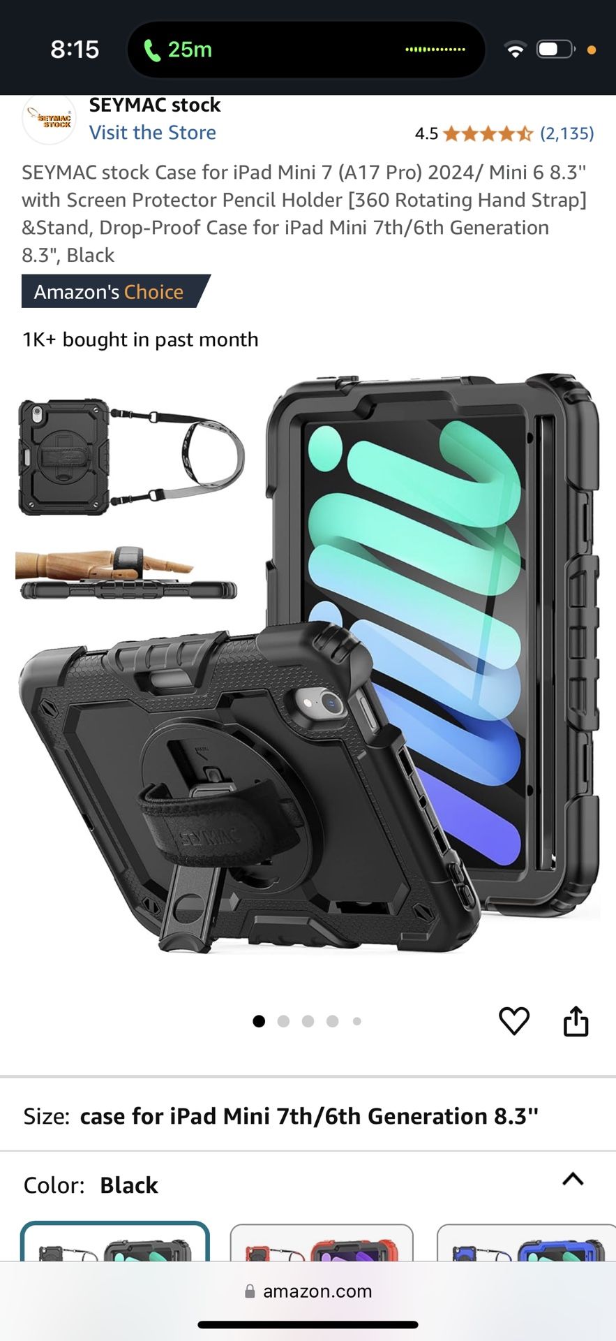 SEYMAC Case for iPad Mini 6 / 7. 8.3'' 2021 2024 with Screen Protector Pencil Holder 6th