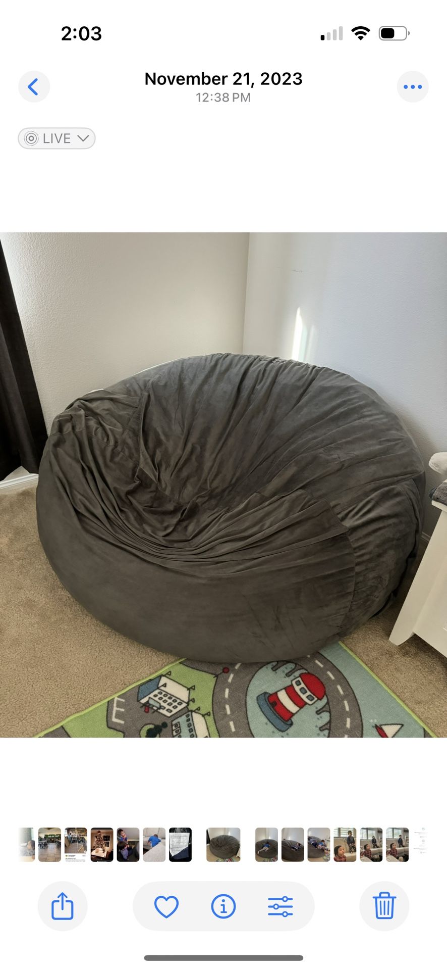 Comfortable Oversized Bean Bag Chair Grey