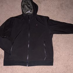 TOMMY HILFIGER Water/Wind Resistant 3 Layer Fabric Jacket BLK Size XL