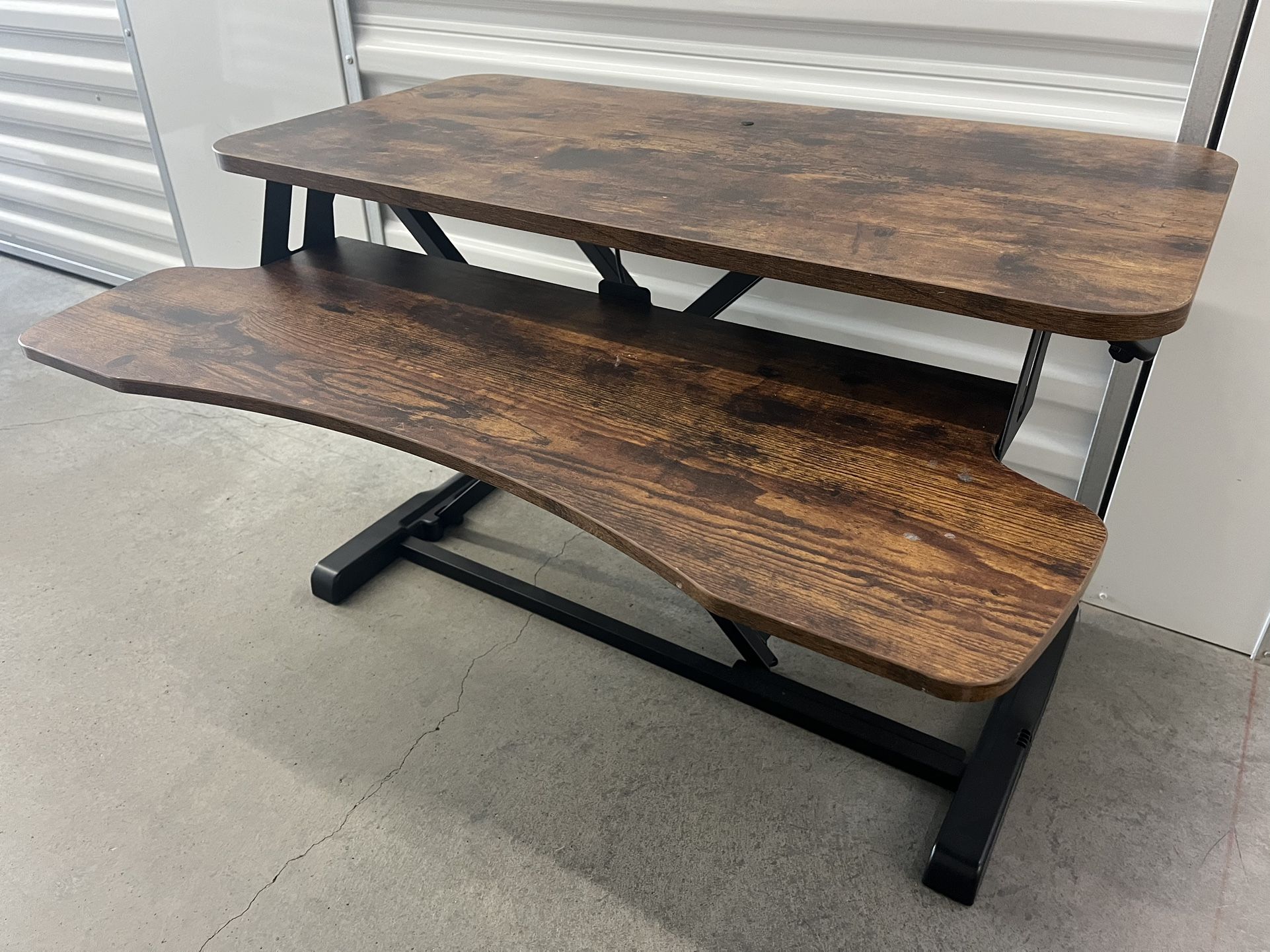 Walnut Wood Collapsible/ Converter Office Standing Desk With Keyboard Tray