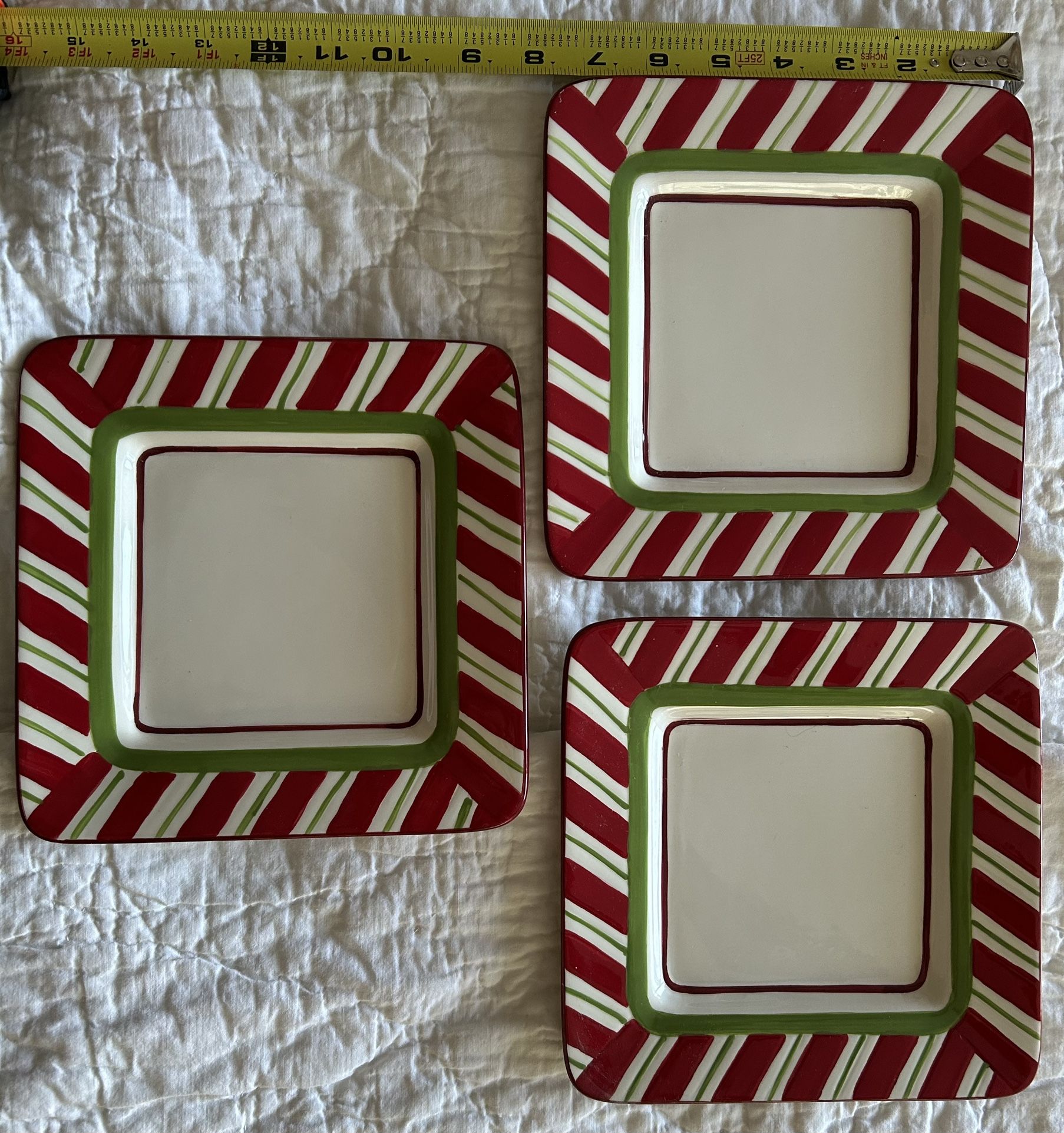 Set Of 3 Square Festive Christmas Plates