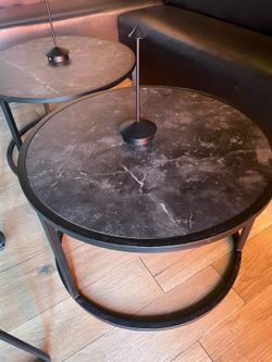 Black  Faux Marble  Round Coffee Table
