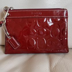 Coach Glossy Red Embossed Wristlet