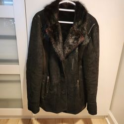 Men Leather/mink Jacket Coat