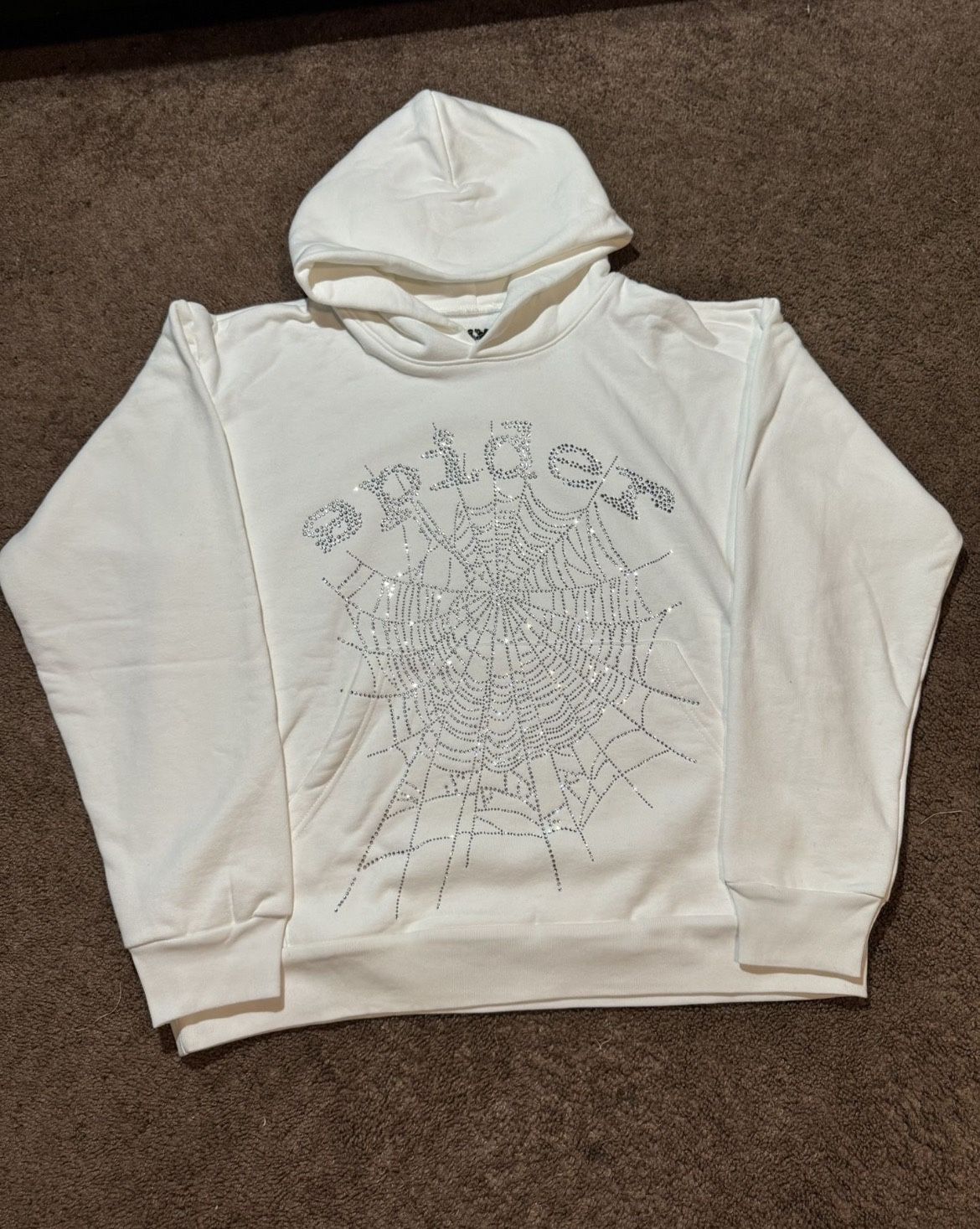 White Rhinestone Spider Hoodie