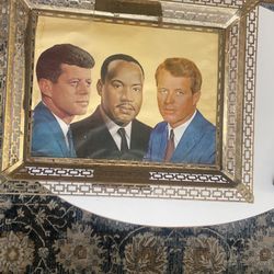Antique JFK Robert Kennedy MLK Framed Picture Light
