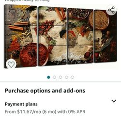 New Nachic Wall - 4 Piece Kitchen Canvas Art Wall Decor Vintage Colorful Spice Picture Canvas Painting Creative World Map Made from Spices Artwork Gic