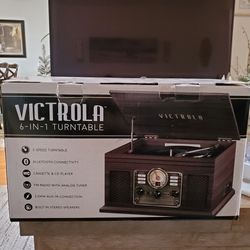 Victrola 6-in-1 Vinyl Turntable, Bluetooth, Radio, CD player