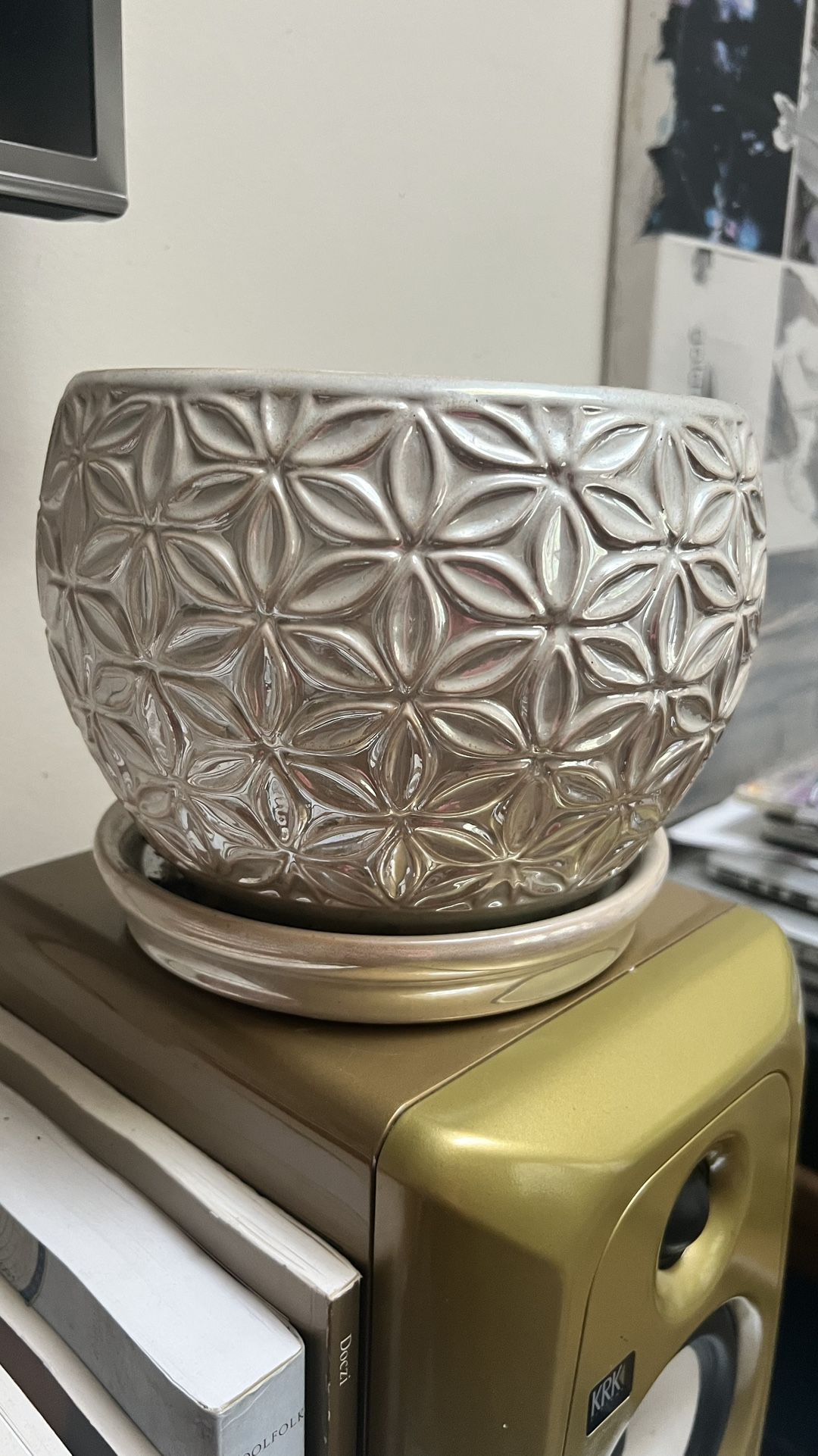 iridescent flower of life plant pot