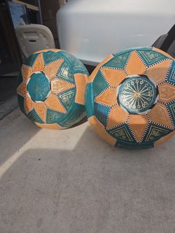 Moroccan Leather Pouf Set of 2