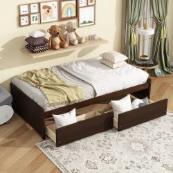 Bodin Twin Size Wood Bed with 2 Drawers