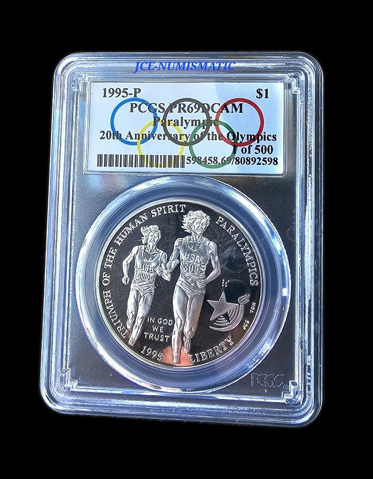 1995 1 Dolar Paralympics GYMNASTIC PCGS PR69 DCAM 20TH...