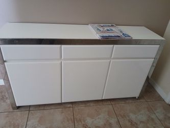 White Gloss Sideboard with Chrome Frame