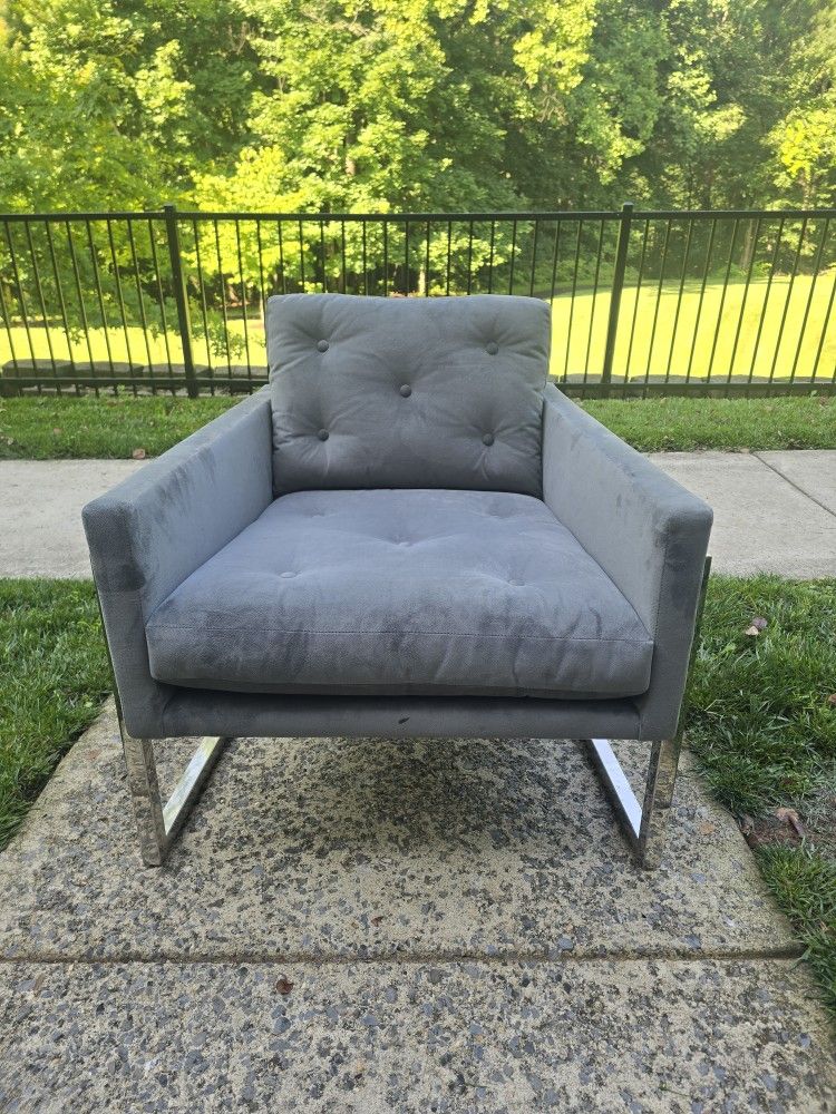 Modern Grey Velvet Accent Chair