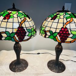 Tiffany Style Table Lamp, Stained Glass Bedside Lamp-pair