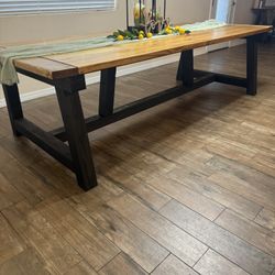 Handmade Solid Wood tFarmhouse Dining Table – 9 ft – Seats 10