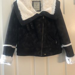 Faux Suede & Sherpa Bomber Jacket