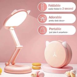 Cute Desk Lamp Pink Lamp Kawaii Desk Accessories, 8 Brightness Cute Lamp Cat Lamp Kawaii Accessories, Foldable & Portable Pink Cute Desk Accessories 
