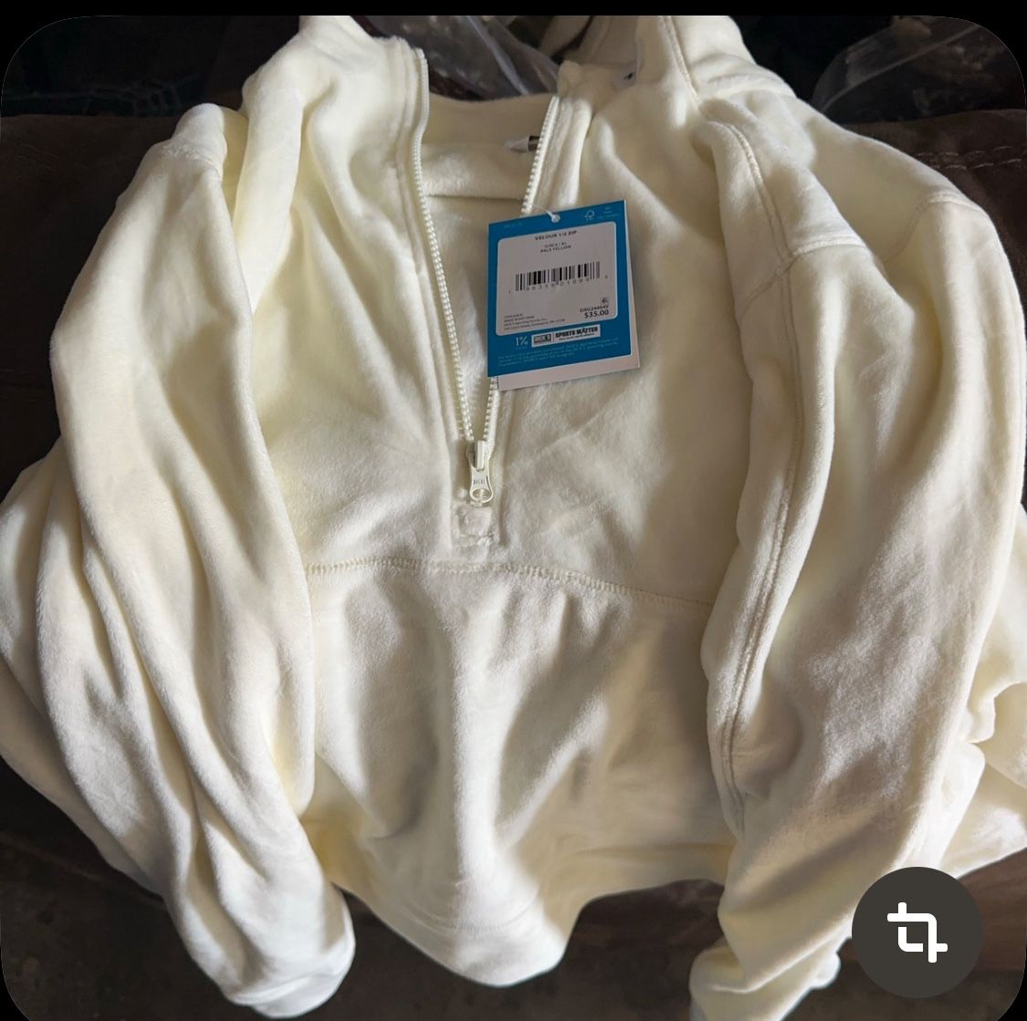 Pale Yellow Velour Half-Zip Pullover XL DSG