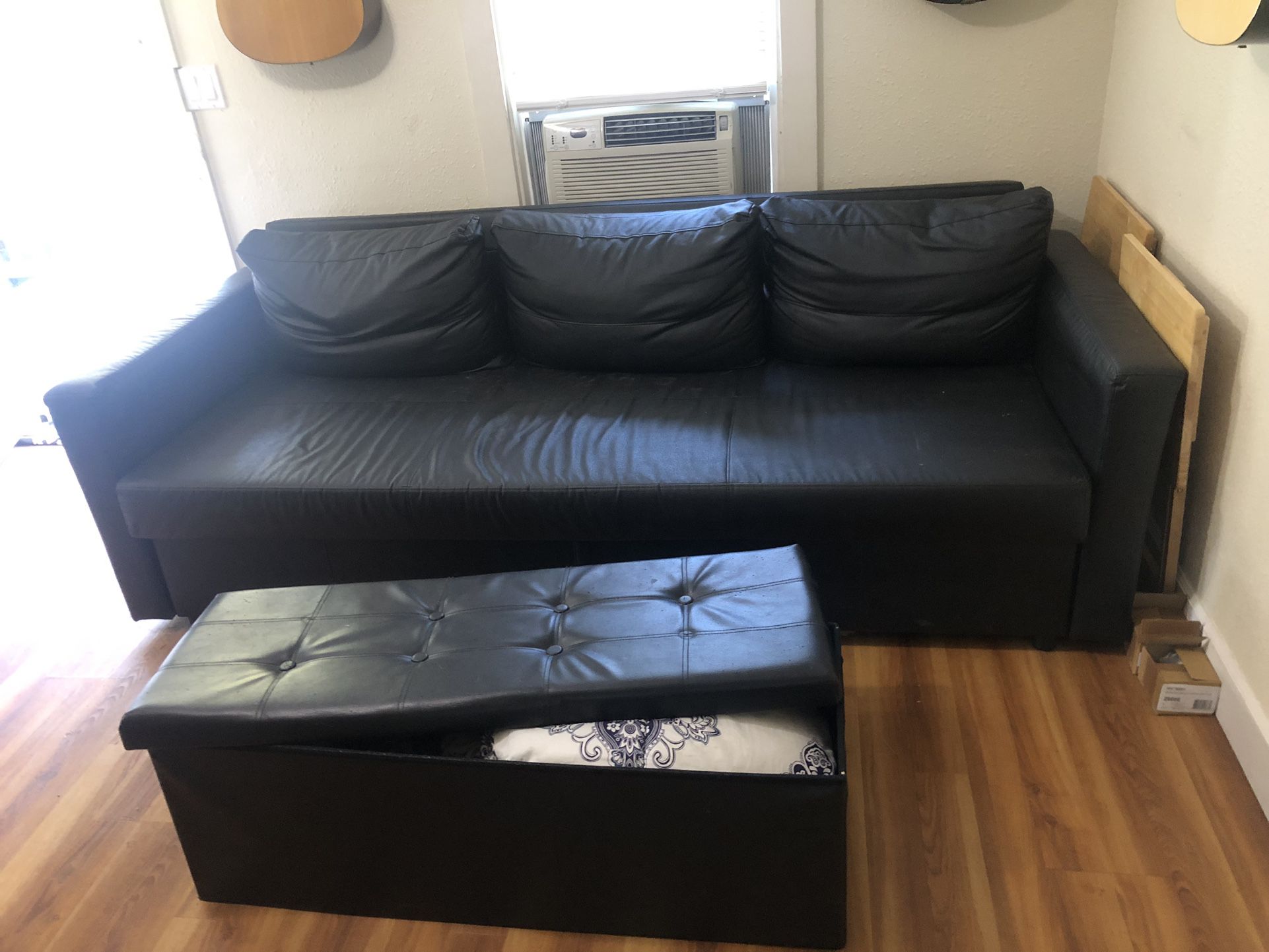Black Couch And Ottoman 